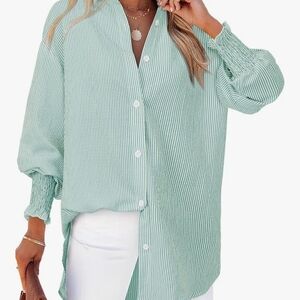 Green Striped Women's Top